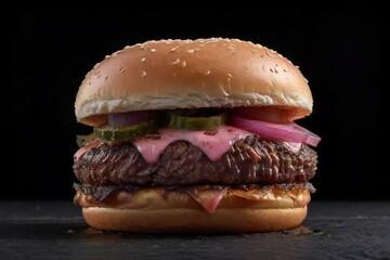 Juicy Beef Burger Cross-Section