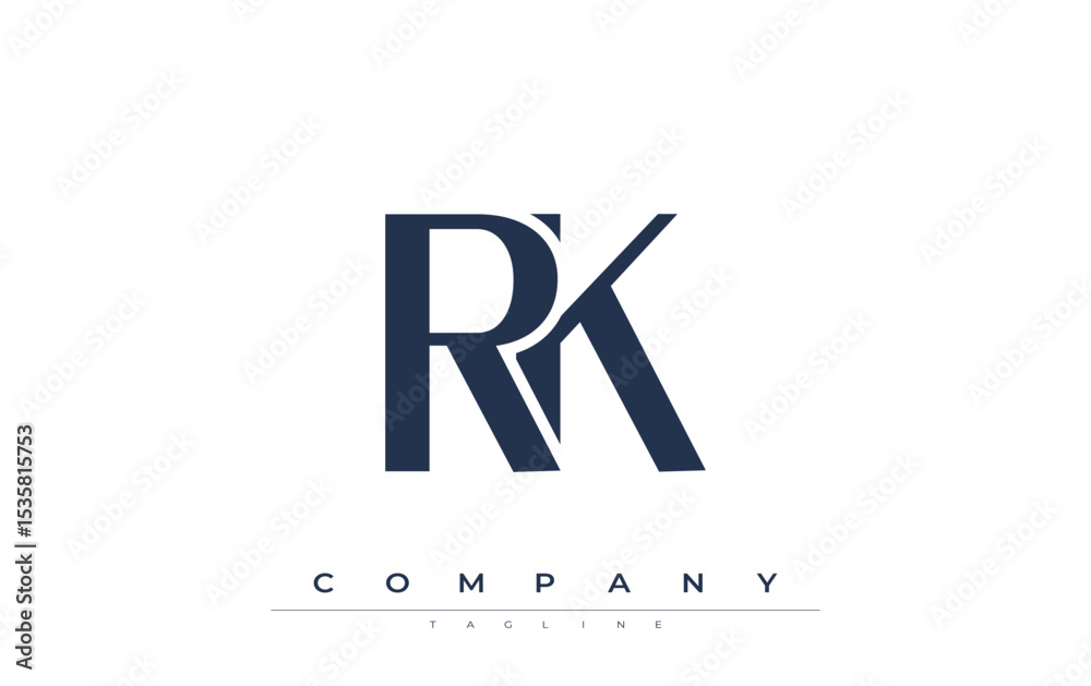 Fototapete rk modern initials logo design. branding logo with stylized initials showcasing bold design and mode