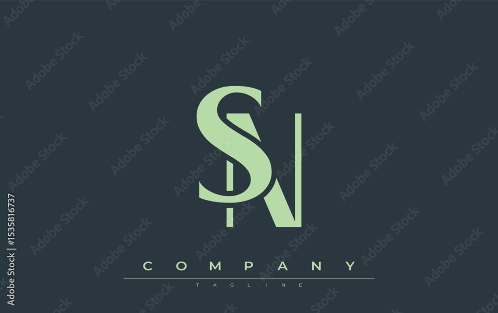 Fototapete sn modern initials logo design. branding logo with stylized initials showcasing bold design and mode