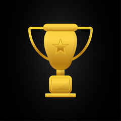 Golden Trophy Cup Award Icon Illustration