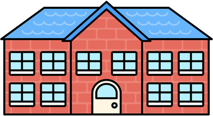 주택 벽돌집 2층집 지붕 있는 집 부유한 집 일러스트