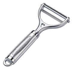 Obraz premium Stainless Steel Peeler 3D Render, Isolated on Transparent Background, Kitchen Utensil, Cooking Tool, Peeler, Vegetable Peeler, Food Prep