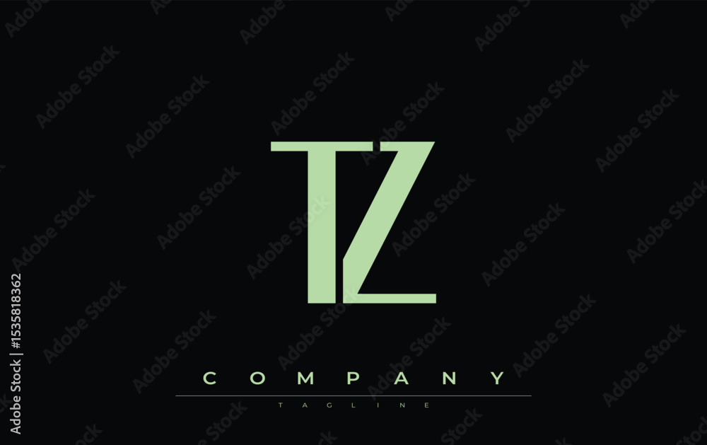 Fototapete tz modern initials logo design. branding logo with stylized initials showcasing bold design and mode