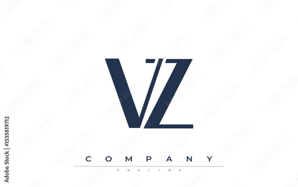 Fototapete vz modern initials logo design. branding logo with stylized initials showcasing bold design and mode
