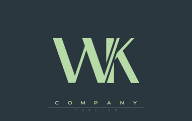 WK Modern Initials Logo Design. Branding logo with stylized initials showcasing bold design and modern aesthetic. Ideal for professional business branding or creative projects focusing on minimalistic