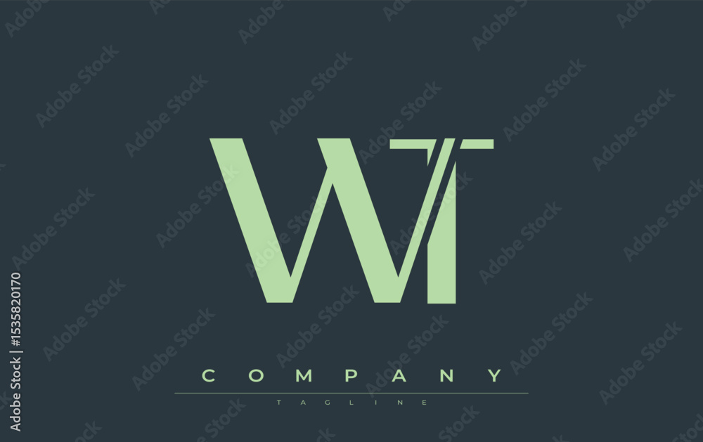 Fototapete wt modern initials logo design. branding logo with stylized initials showcasing bold design and mode