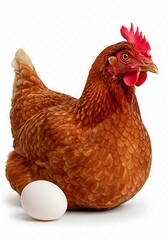 Fototapeta premium Rustic Hen & Fresh Egg: A Moment of Creation