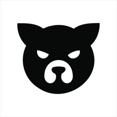 Obraz premium Minimalist black and white bear head icon with angry expression on white background