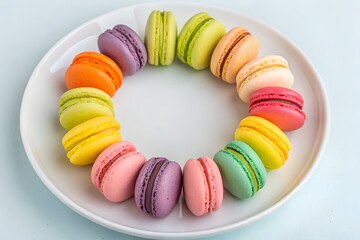 colorful macaroons on a plate