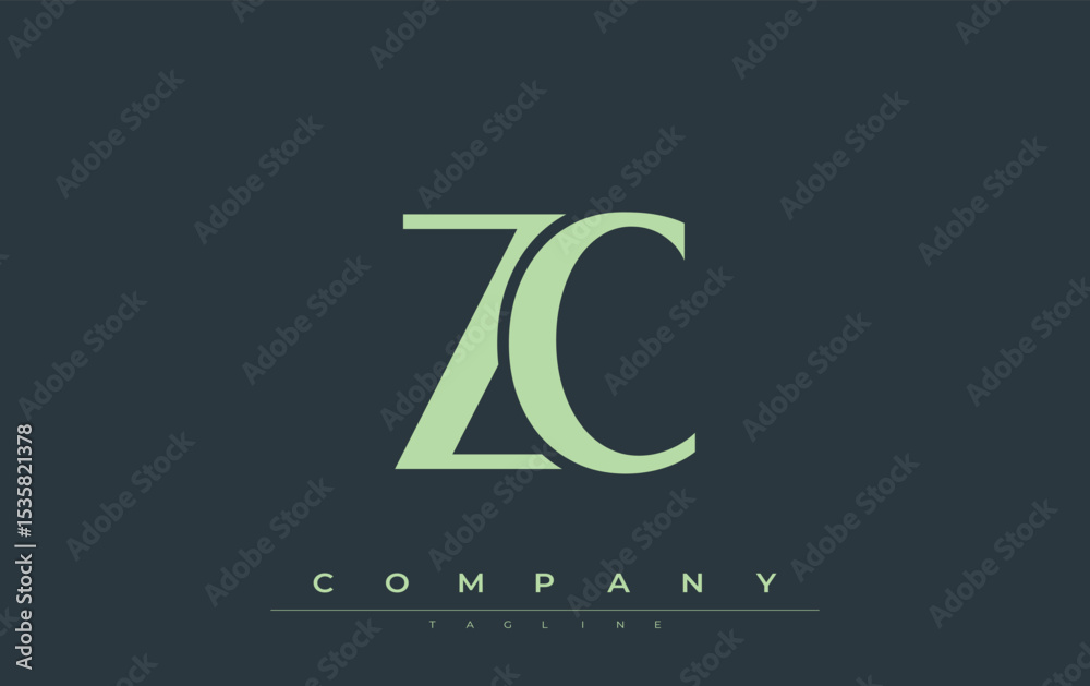 Fototapete zc modern initials logo design. branding logo with stylized initials showcasing bold design and mode