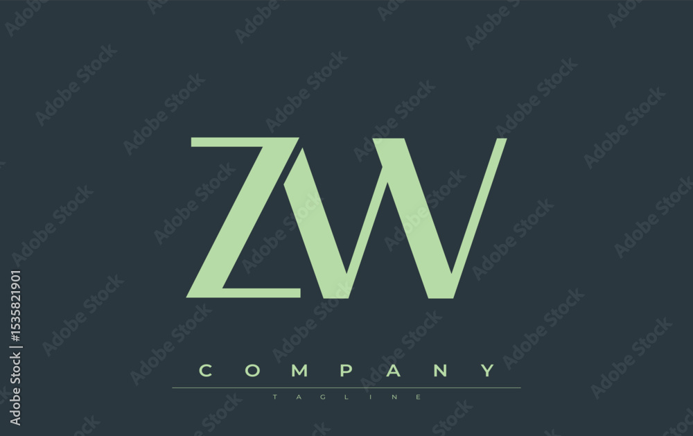 Fototapete zw modern initials logo design. branding logo with stylized initials showcasing bold design and mode
