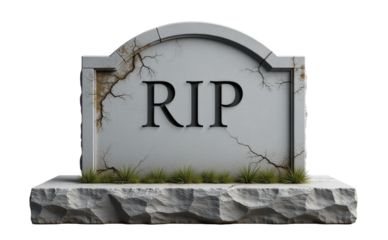 RIP Write On Gravestone isolated, granite tombstone , engraved R.I.P. lettering Cutout 