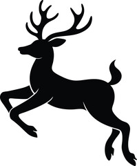 Black Stag Leaping Silhouette