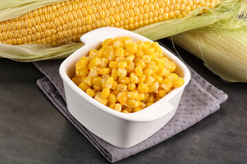 Canned sweet young corn grain