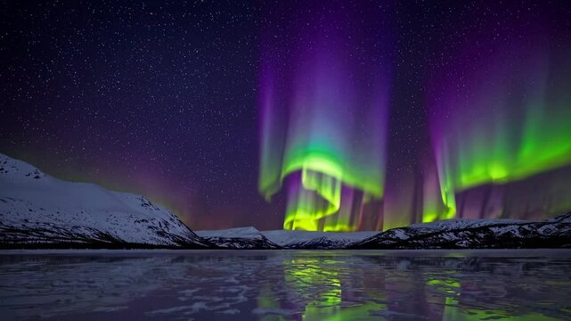 Northern lights illuminating starry night