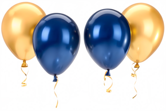 Gold and blue balloons isolated on a white background png