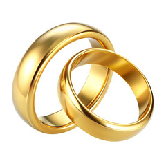  two wedding gold rings  isolate on white background  PNG,AI GENERATED