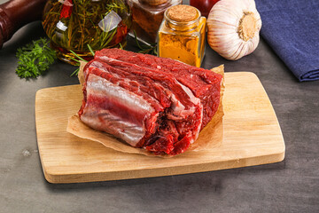 Raw beef ribs for cooking