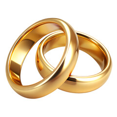  two wedding gold rings  isolate on white background  PNG , AI GENERATED
