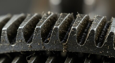 Detailed view of metal gear teeth