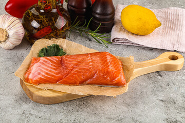 Piece of cut salmon fillet