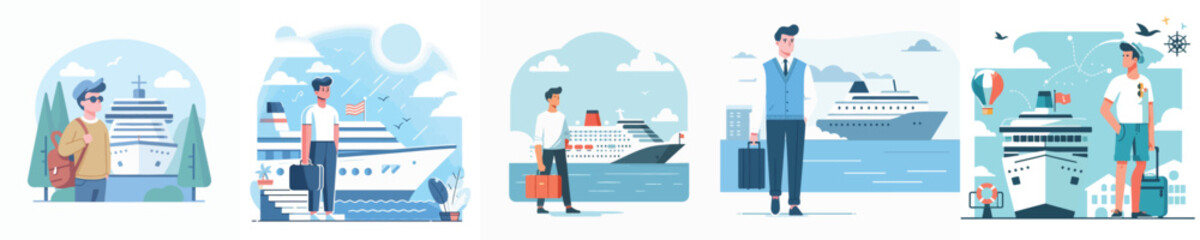 cruise ship character vector