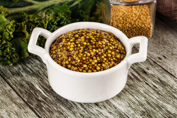 Mustard sauce with seeds in the bowl