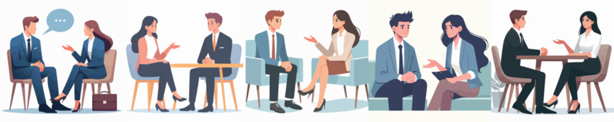 vector character of young man and woman talking