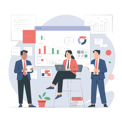 An example of a company professional concentrating on planning, strategy, and progress monitoring.  represents performance analysis, leadership, and decision-making in a business context.