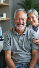 Smiling elderly man with caring female doctor