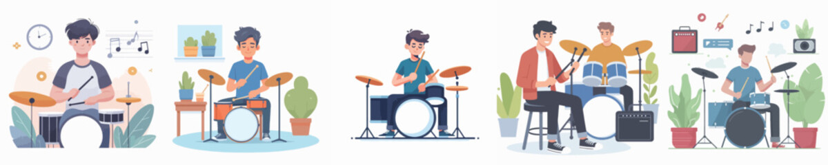 vector character playing drums