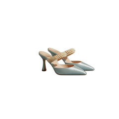  Photograph of Elegant Women's High Heels on White Surface.