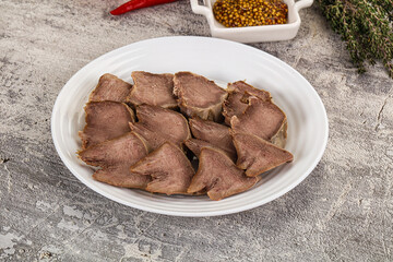 Sliced boiled pork tongue snack