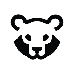 Obraz premium Bold black and white graphic illustration of a modern minimalist bear head design