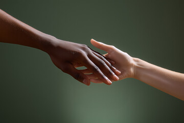 The &ldquo;helping hand&rdquo; gesture. Concept: support for emigrants, support for mental health. A woman extends her hand to another woman.