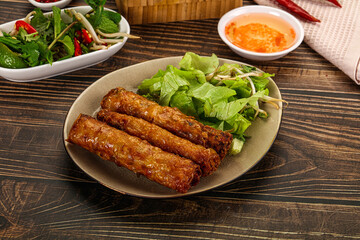 Fried Vietnamese spring roll with special sauce