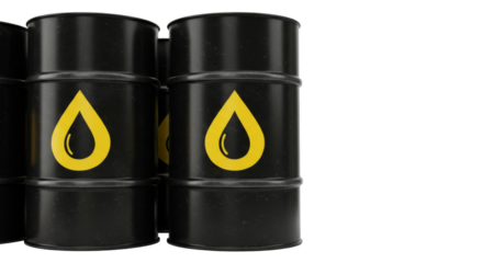 Black Oil Barrels with oil icon isolated on transparent background, PNG, Oil Transport , world oil transport, Barrels 