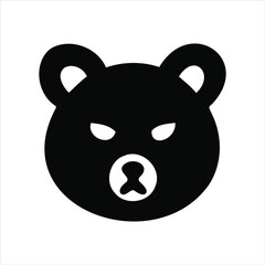 Fototapeta premium Simple black bear icon design illustrating face and simple symbolism on white background