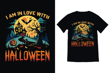Spooky Halloween T-Shirt Design | Scary Typography & Pumpkin Graphic Tee Artwork