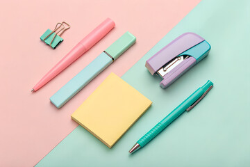 school supplies on a table