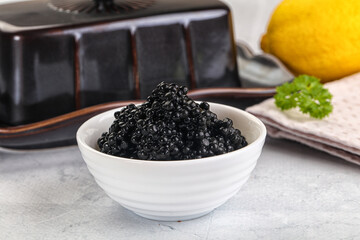 black sturgeon caviar in the bowl