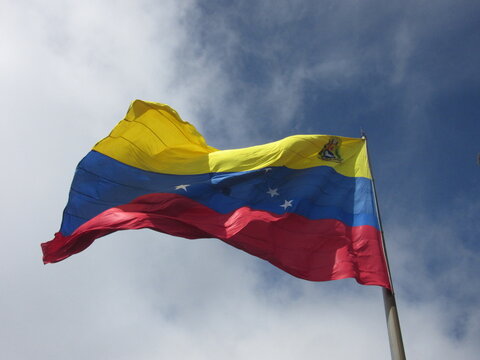 Bandera de Venezuela ondeando al Viento