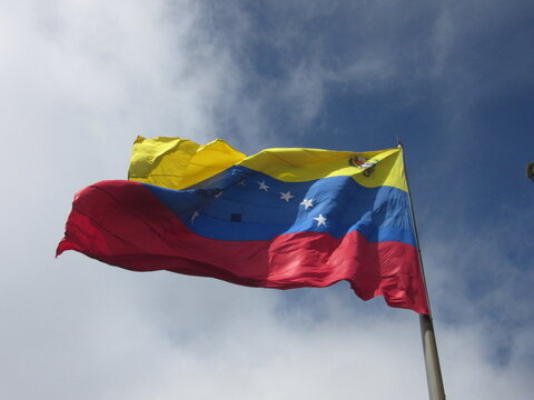 Bandera de Venezuela ondeando al Viento