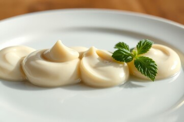 Artistic Mayonnaise Swirls on Plate