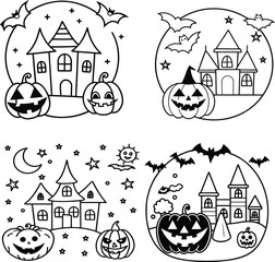 Vector Halloween Elements – pumpkin and house Collection
