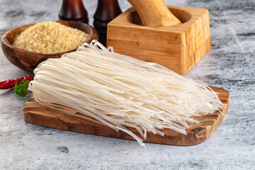 Raw dry pho noodles for cooking