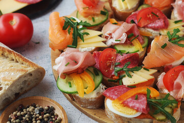 Oblozeny chlebicek or just chlebicek, traditional open sandwich in Czech Republic