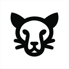Simple black and white icon illustrating a cartoon leopard head on a plain white background