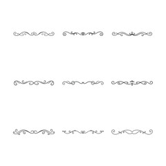 Obraz premium Collection of Nine Black and White Ornate Flourish Dividers