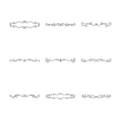 Obraz premium Elegant Black Swirl Dividers and Frames on White Background